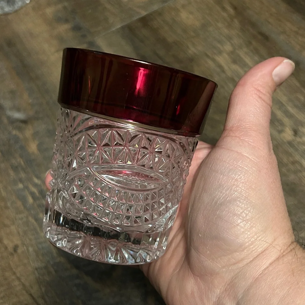 Luna Ruby Flashed CRYSTAL D'ADRIANA Ruby Red Set of 4 Glasses 8 Oz Old Fashioned